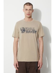 Majica kratkih rukava Fjallraven Lush Logo T-shirt za muškarce, boja: bež, s tiskom, F12600219