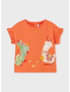 Pamučna majica kratkih rukava za bebe Mayoral boja: narančasta