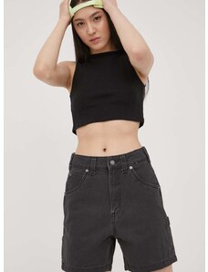 Traper kratke hlače Dickies za žene, boja: crna, glatki materijal, visoki struk