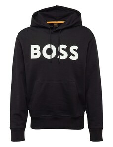 BOSS Sweater majica crna / bijela