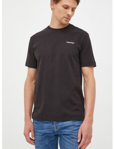 Pamučna majica Calvin Klein boja: crna, jednobojni model