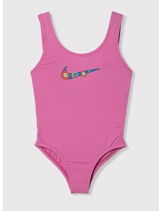 Dječji jednodijelni kupaći kostim Nike Kids MULTI LOGO boja: ružičasta