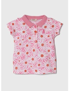 Polo majica za bebe United Colors of Benetton boja: ružičasta, s ovratnikom