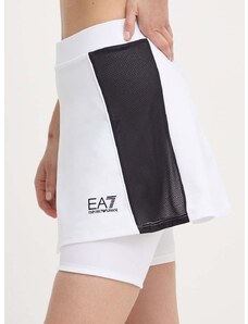 Sportska suknja EA7 Emporio Armani boja: bijela, mini, širi se prema dolje