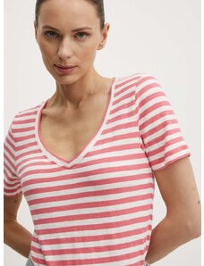 Pamučna majica Marc O'Polo za žene, boja: ružičasta, 404219651293