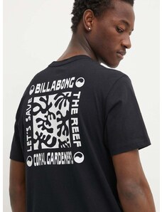 Pamučna majica Billabong x Coral Gardeners za muškarce, boja: crna, s tiskom, ABYZT02341