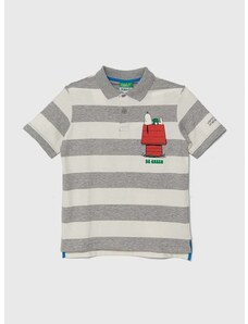 Pamučna polo majica United Colors of Benetton x Snoopy boja: siva, s uzorkom