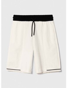 Dječje pamučne kratke hlače Sisley boja: bijela, podesivi struk