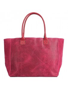 Luksuzna Talijanska torba od prave kože VERA ITALY "Floreska", boja fuksija, 28x47cm