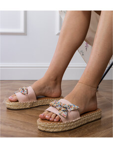 Gemre Pink espadrille sandals with a bow Kartis