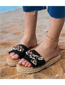Gemre Black espadrille flip-flops with a bow Kartis
