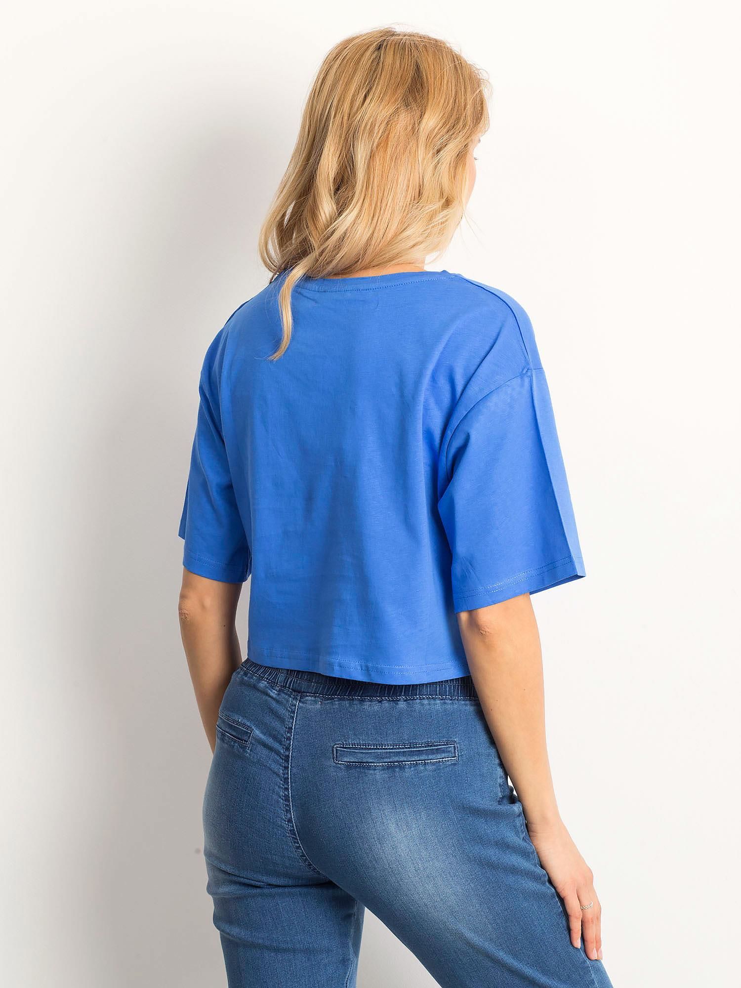 Fashionhunters Short blue T-shirt with inscription
