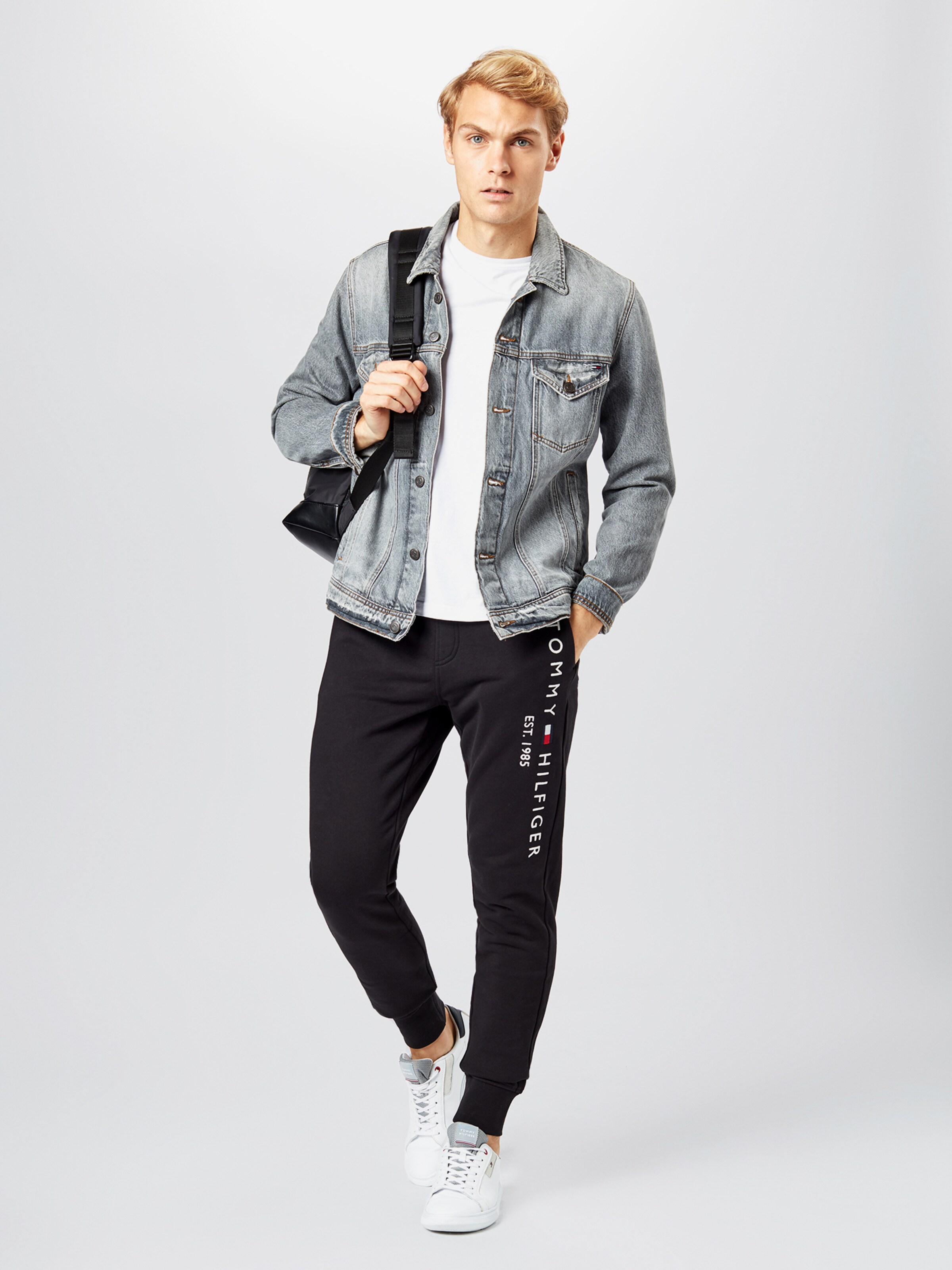 TOMMY HILFIGER Hlače mornarsko plava / crvena / crna / bijela