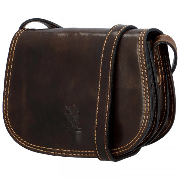 Delami Vera Pelle Ženska kožna torba preko tijela Luren, tamnosmeđa