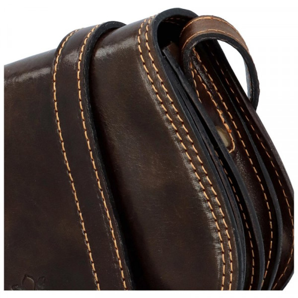 Delami Vera Pelle Ženska kožna torba preko tijela Luren, tamnosmeđa