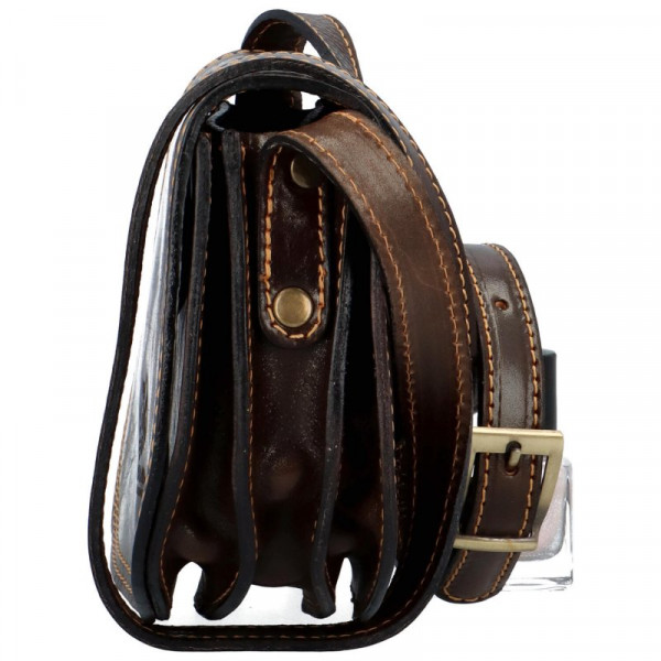 Delami Vera Pelle Ženska kožna torba preko tijela Luren, tamnosmeđa