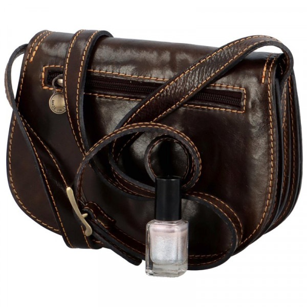 Delami Vera Pelle Ženska kožna torba preko tijela Luren, tamnosmeđa