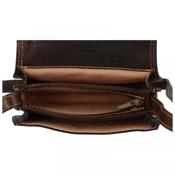 Delami Vera Pelle Ženska kožna torba preko tijela Luren, tamnosmeđa