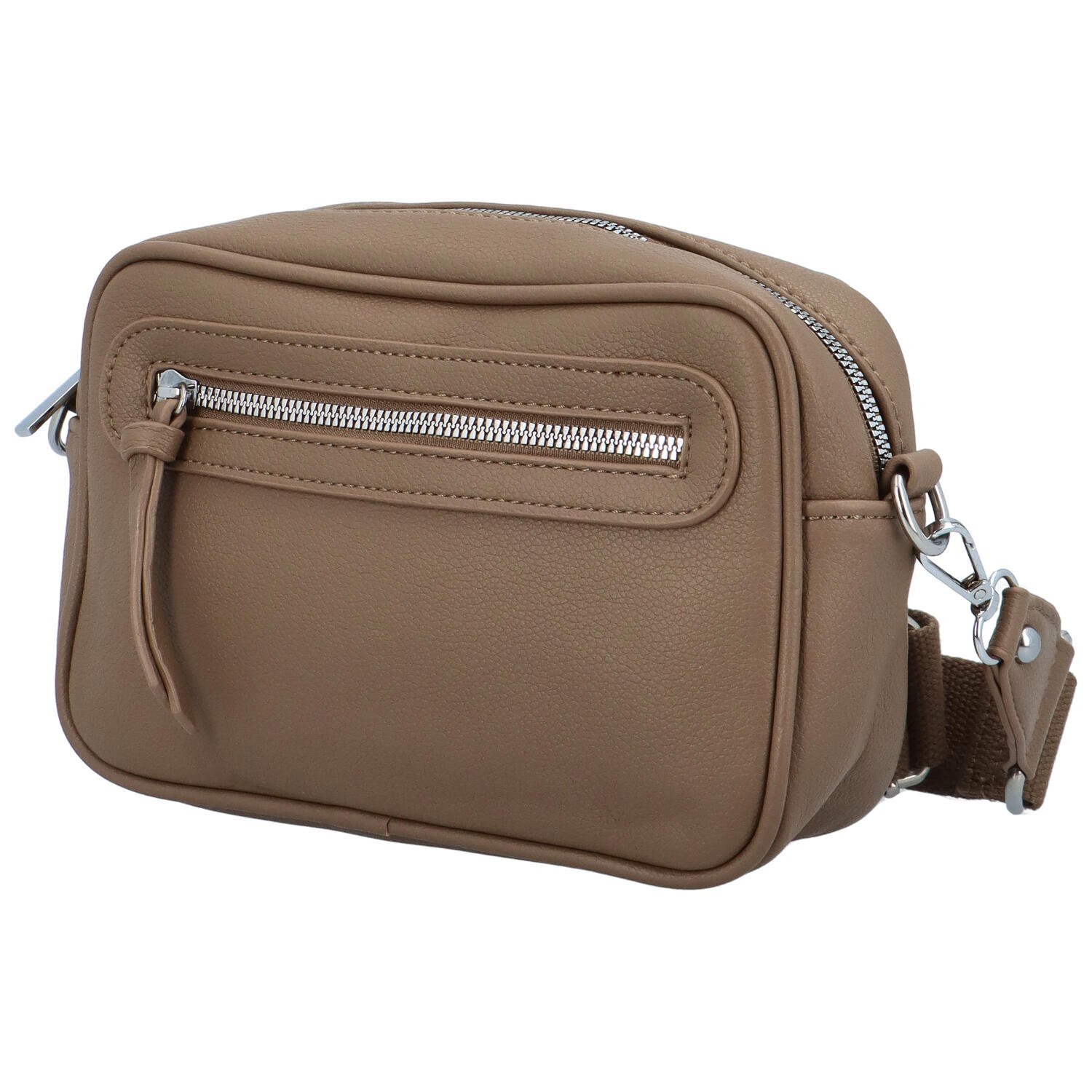 Paolo Bags Trendovska ženska torba preko tijela od umjetne kože Hubag, tamnobež boje