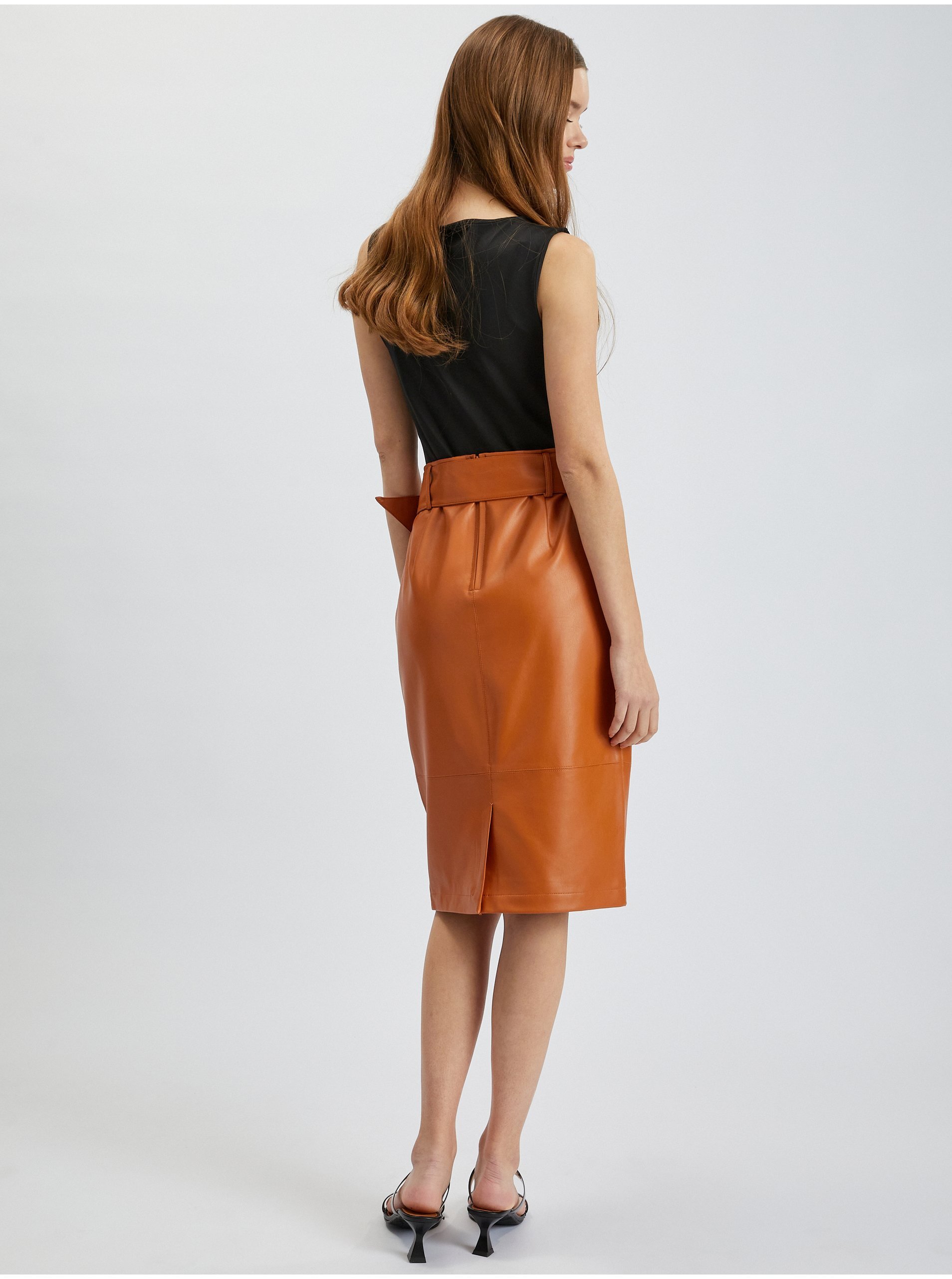 Orsay Brown Women's Leatherette Sheath Skirt - Women's