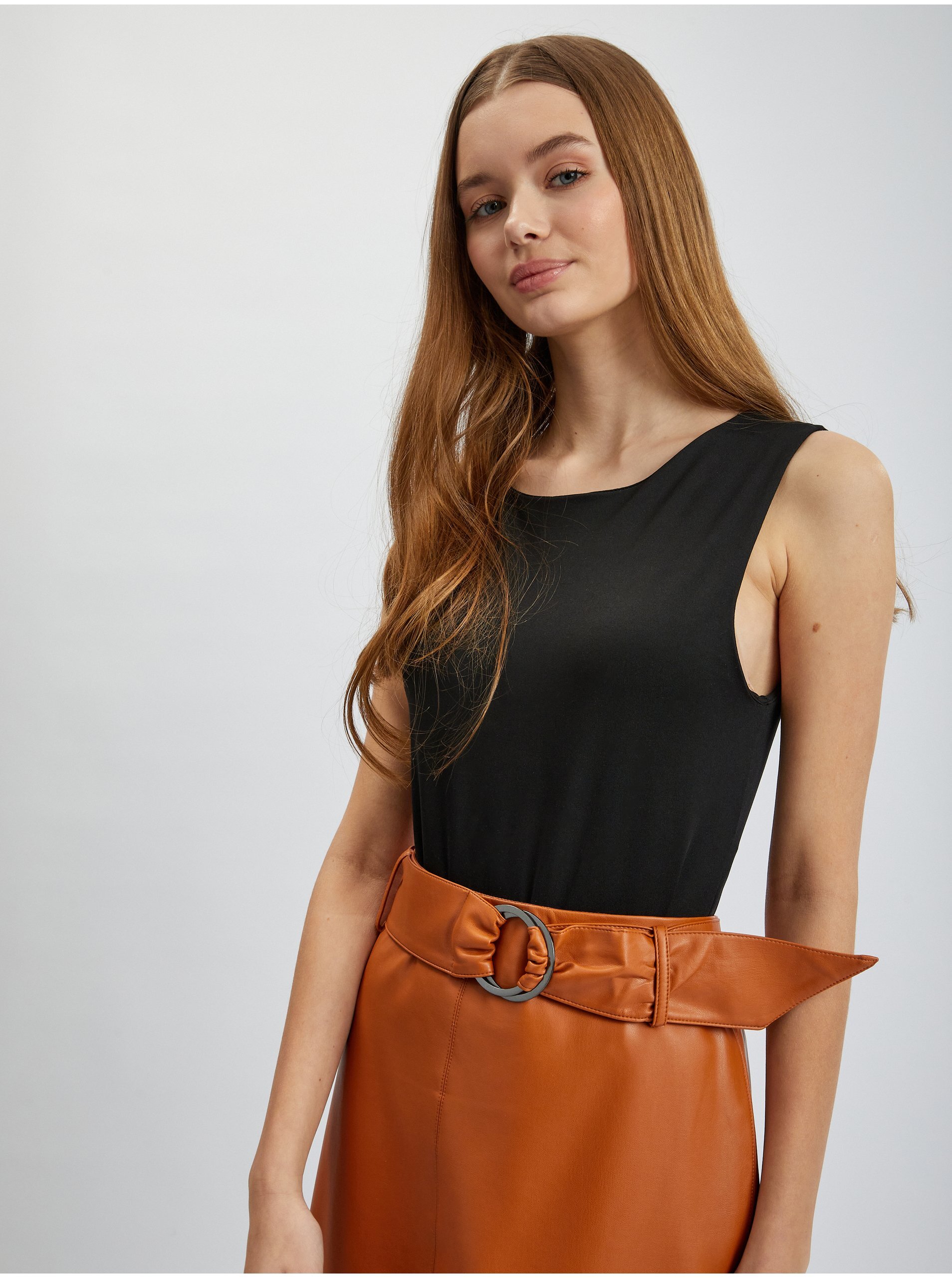 Orsay Brown Women's Leatherette Sheath Skirt - Women's