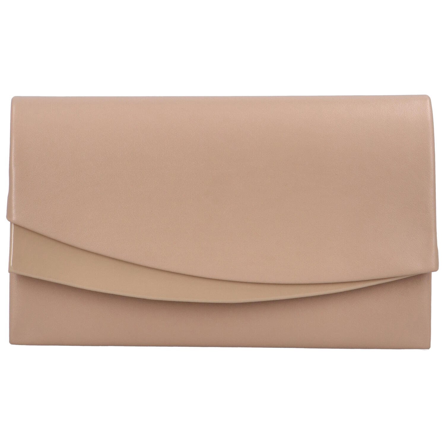 Delami Jednostavna clutch torbica s atipičnim preklopom Julika, tamnobež boje