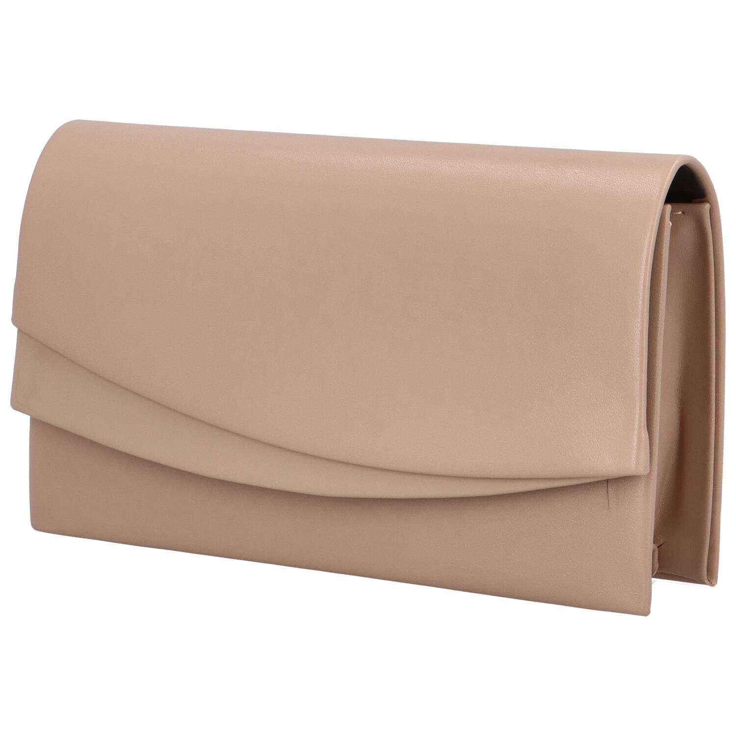 Delami Jednostavna clutch torbica s atipičnim preklopom Julika, tamnobež boje