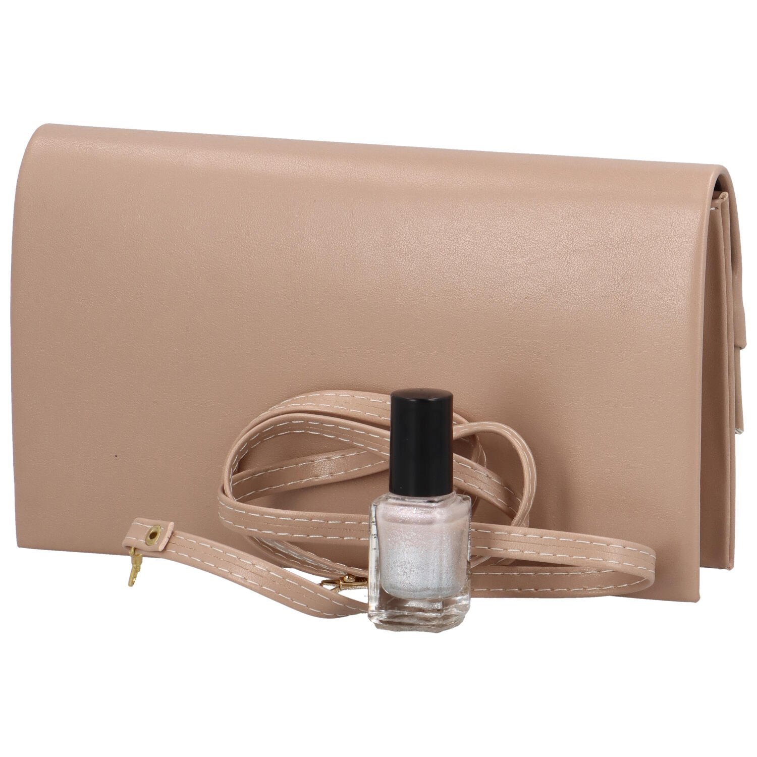 Delami Jednostavna clutch torbica s atipičnim preklopom Julika, tamnobež boje