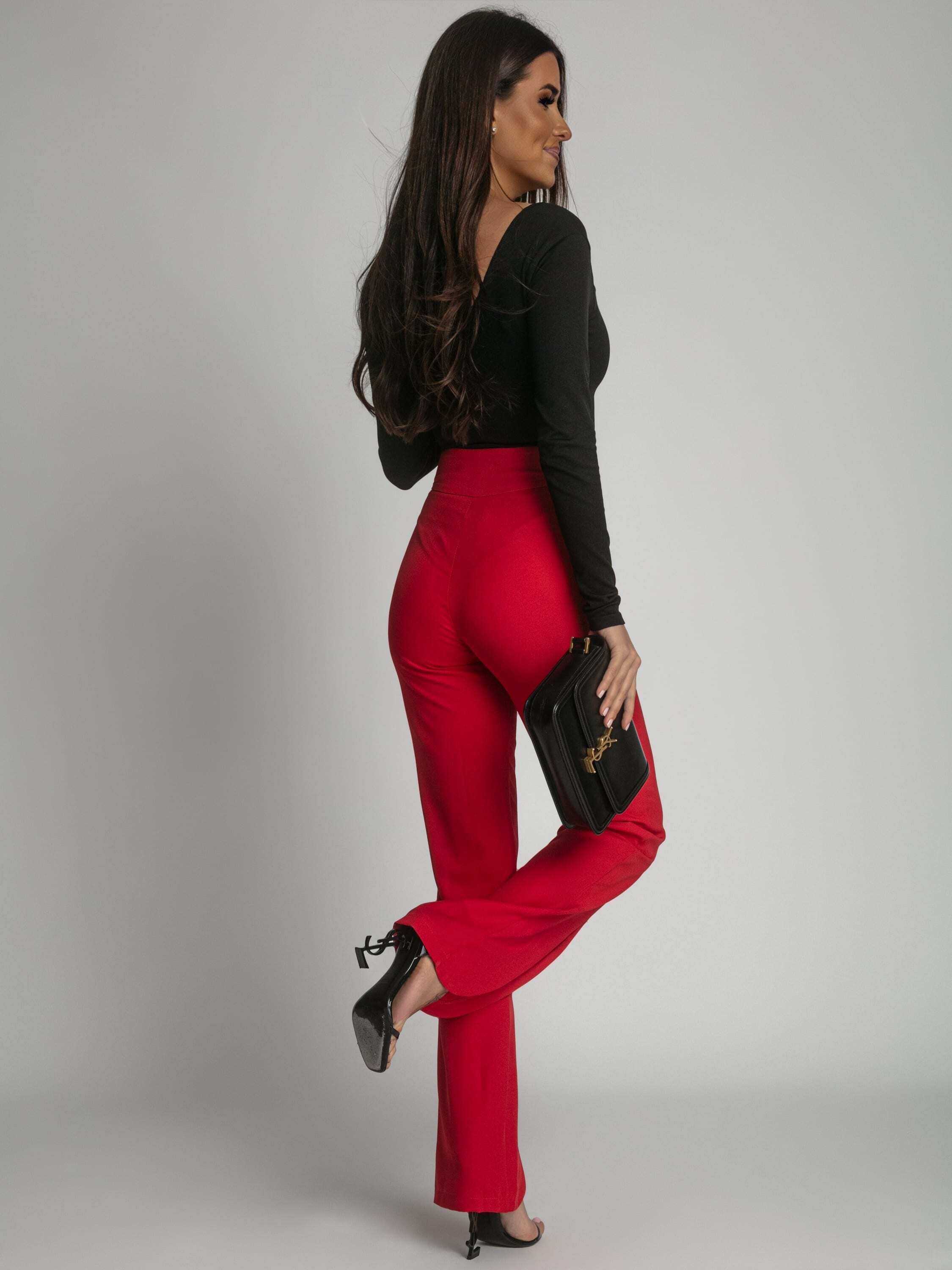 FASARDI Elegantne crvene hlače s prorezom