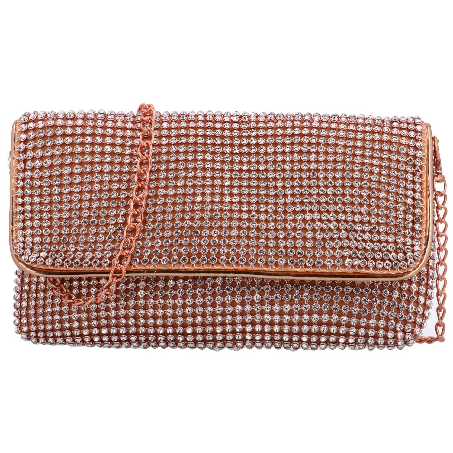 Michelle Moon Mekana svjetlucava clutch torbica s cirkonima Loriana, ružičasta