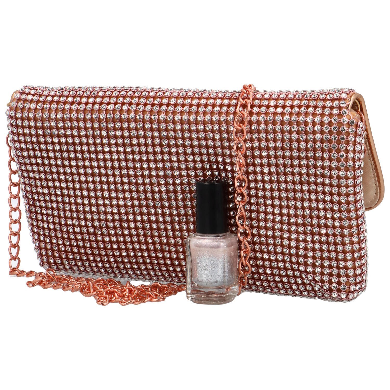 Michelle Moon Mekana svjetlucava clutch torbica s cirkonima Loriana, ružičasta