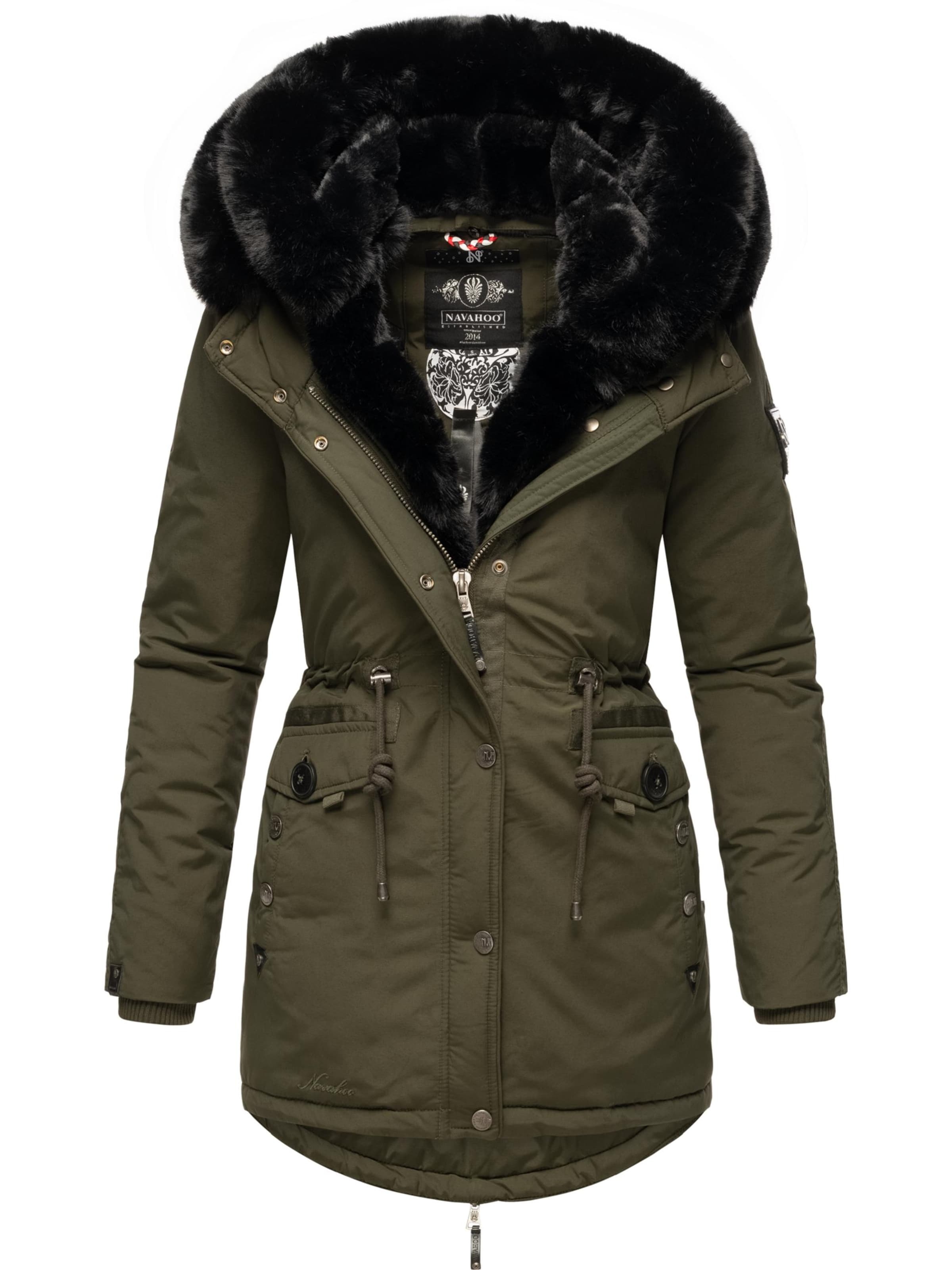 NAVAHOO Zimska parka 'Sweety Deluxe' kaki / crna