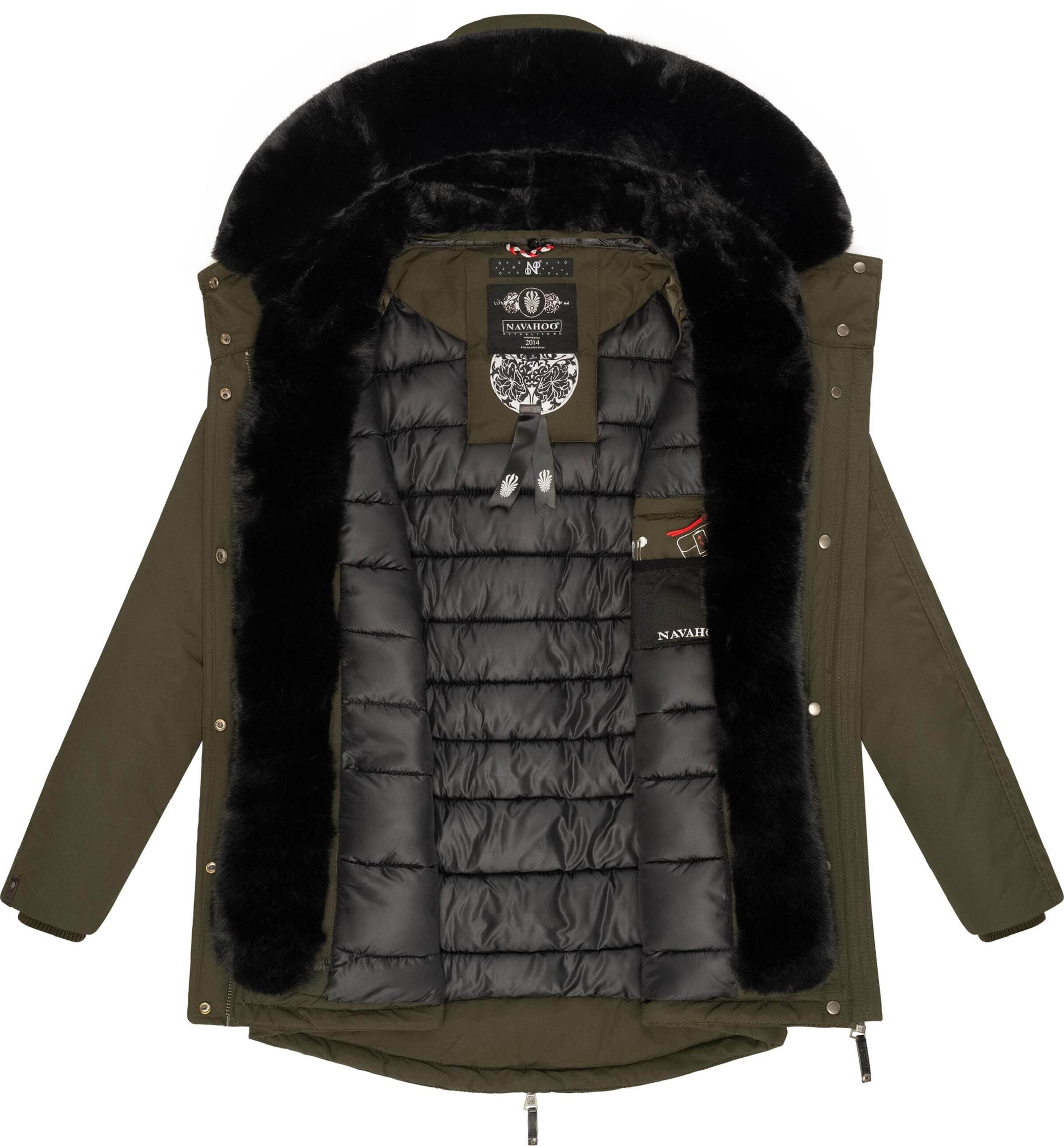 NAVAHOO Zimska parka 'Sweety Deluxe' kaki / crna