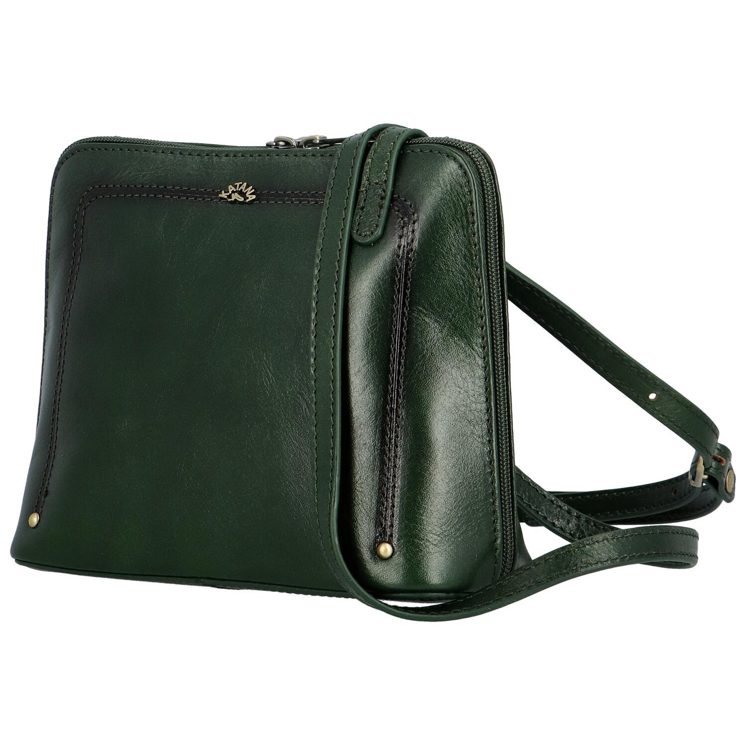 Luksuzna ženska kožna torbica preko ramena Katana Rebora, tamnozelena