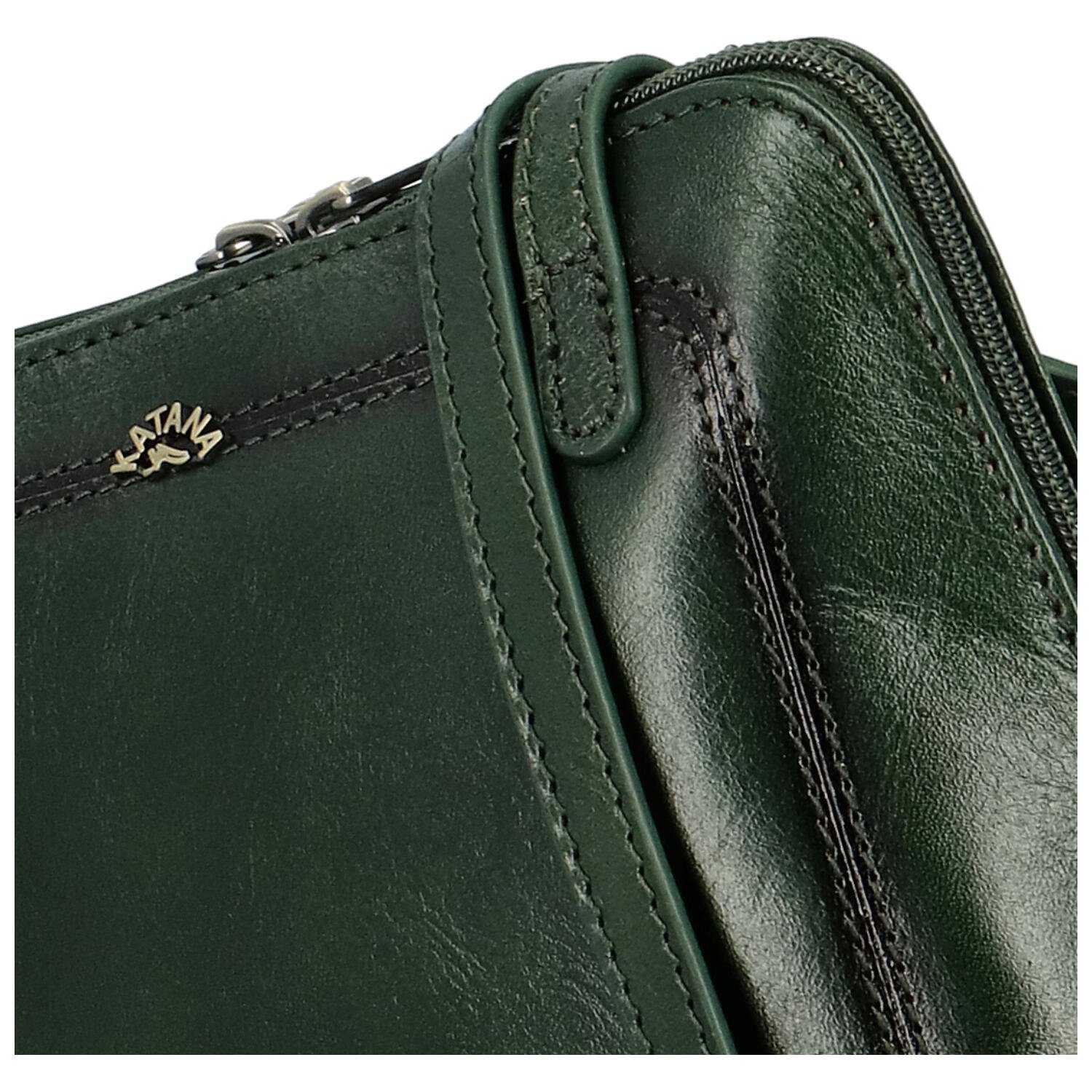 Luksuzna ženska kožna torbica preko ramena Katana Rebora, tamnozelena