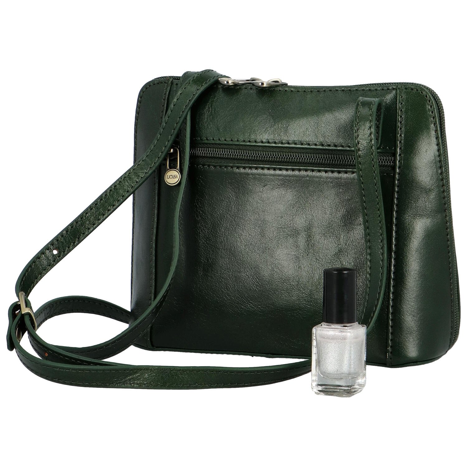 Luksuzna ženska kožna torbica preko ramena Katana Rebora, tamnozelena