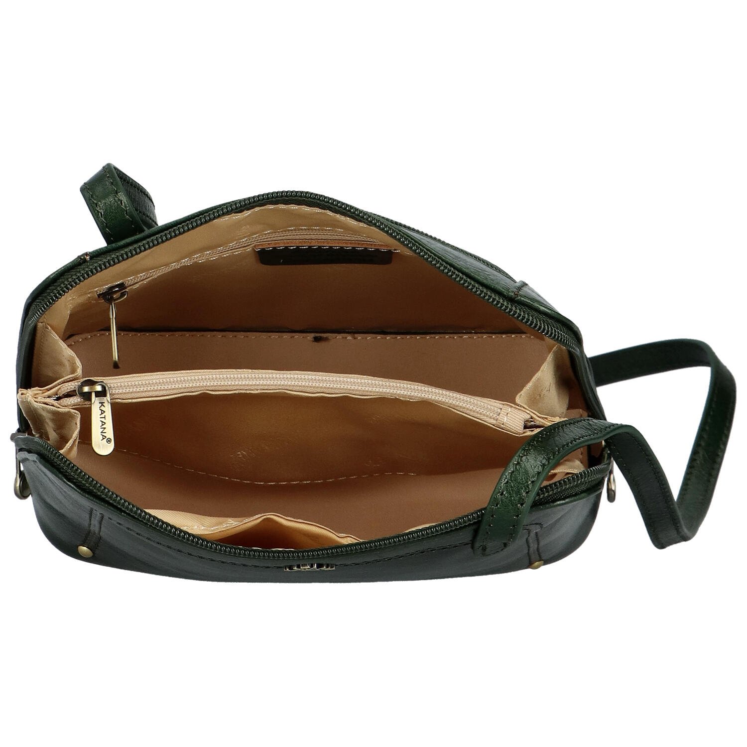 Luksuzna ženska kožna torbica preko ramena Katana Rebora, tamnozelena