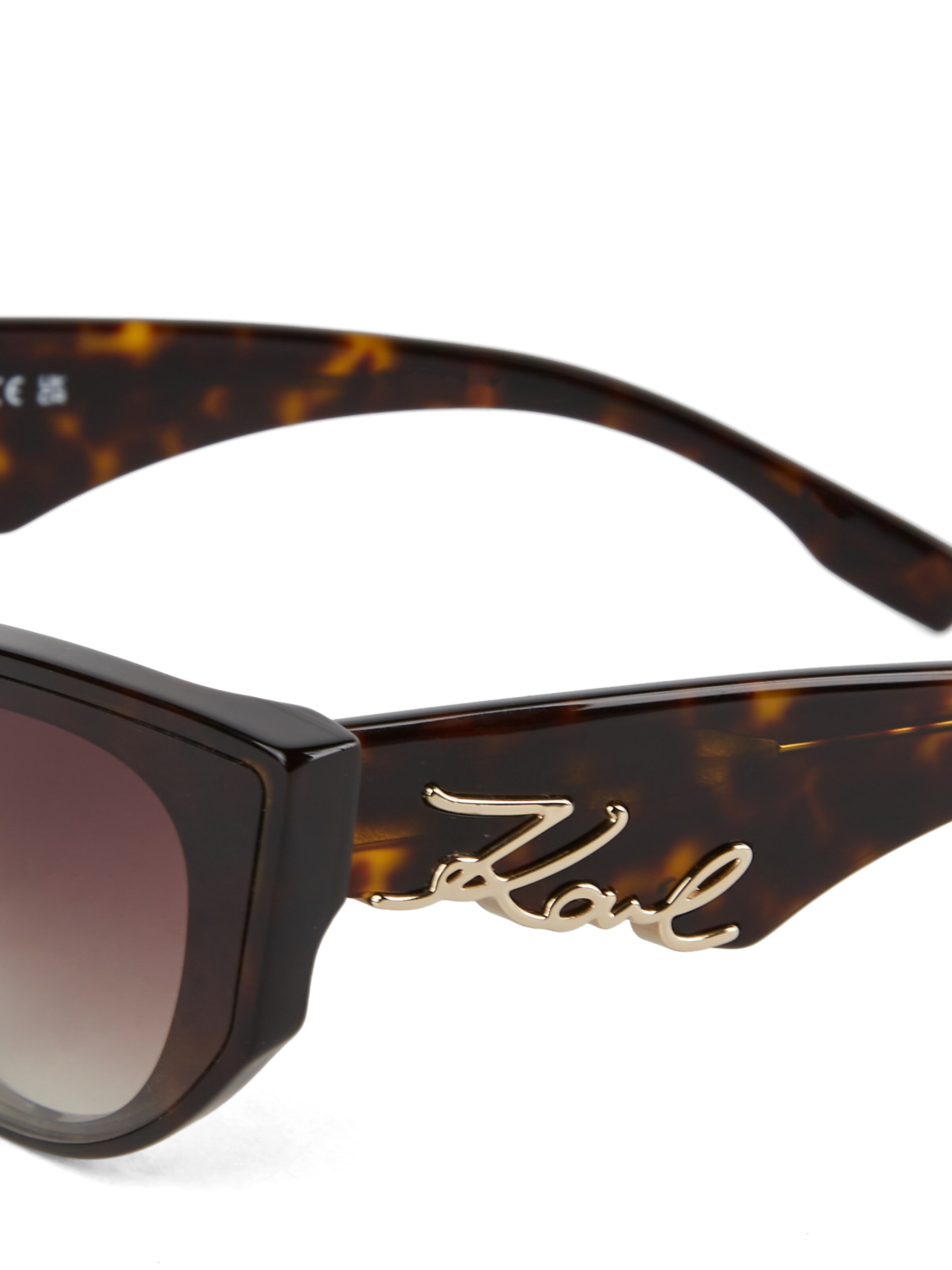 Karl Lagerfeld Sunčane naočale ' AUSGESCHNITTENES SIGNATUR-LOGO ' smeđa / zlatna