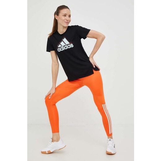 Tajice za trening adidas by Stella McCartney za žene, boja: narančasta, s  uzorkom 