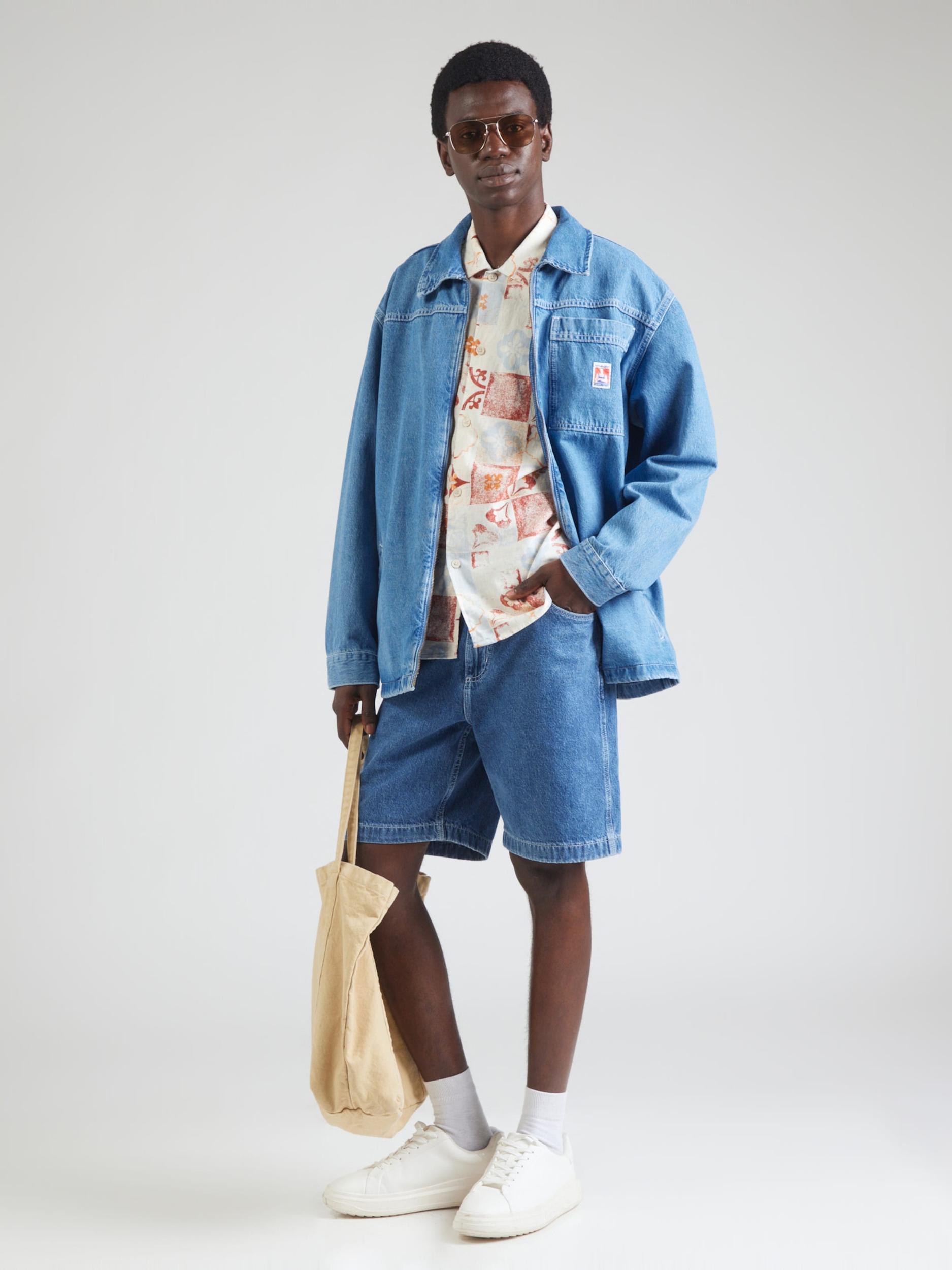 JACK & JONES Košulja 'JORHydra' svijetloplava / narančasta / hrđavo crvena / bijela