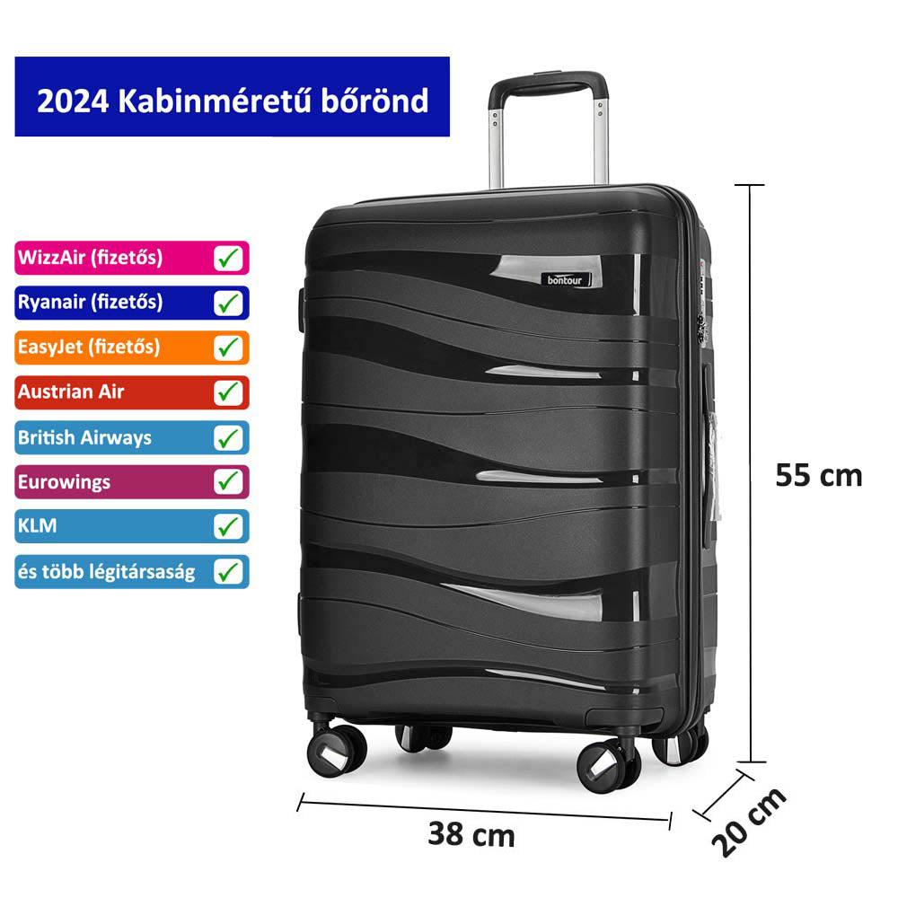 Kabinski kovčeg "FLOW" na 4 kotača s TSA bravom, crni | BONTOUR