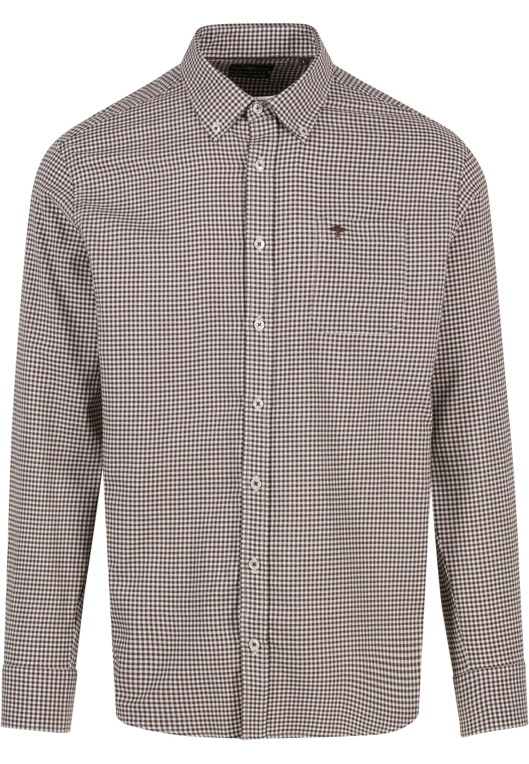 FYNCH-HATTON Košulja 'Vichy Check' tamno smeđa / bijela