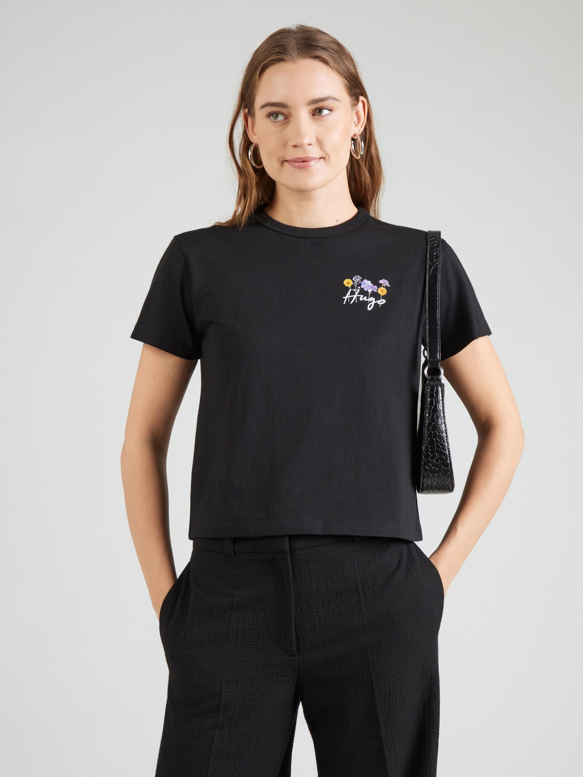 HUGO Majica 'Destrel_4' žuta / lavanda / crna / bijela