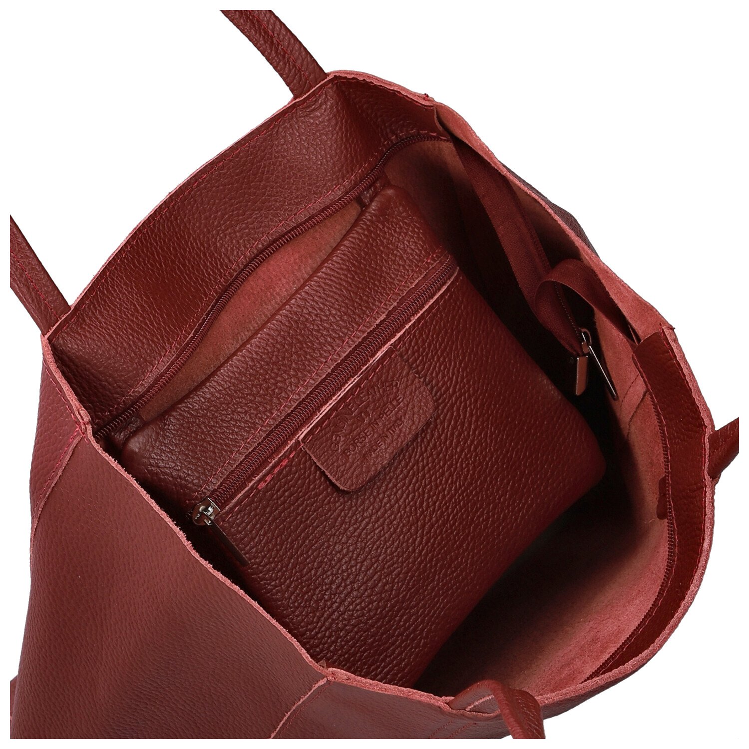 Delami Vera Pelle Trendovska ženska kožna torba preko ramena Sascha, tamnocrvena