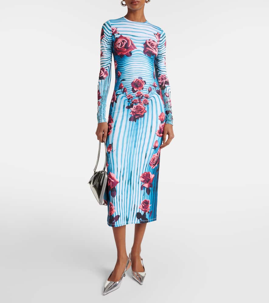 Jean Paul Gaultier Floral jersey midi dress