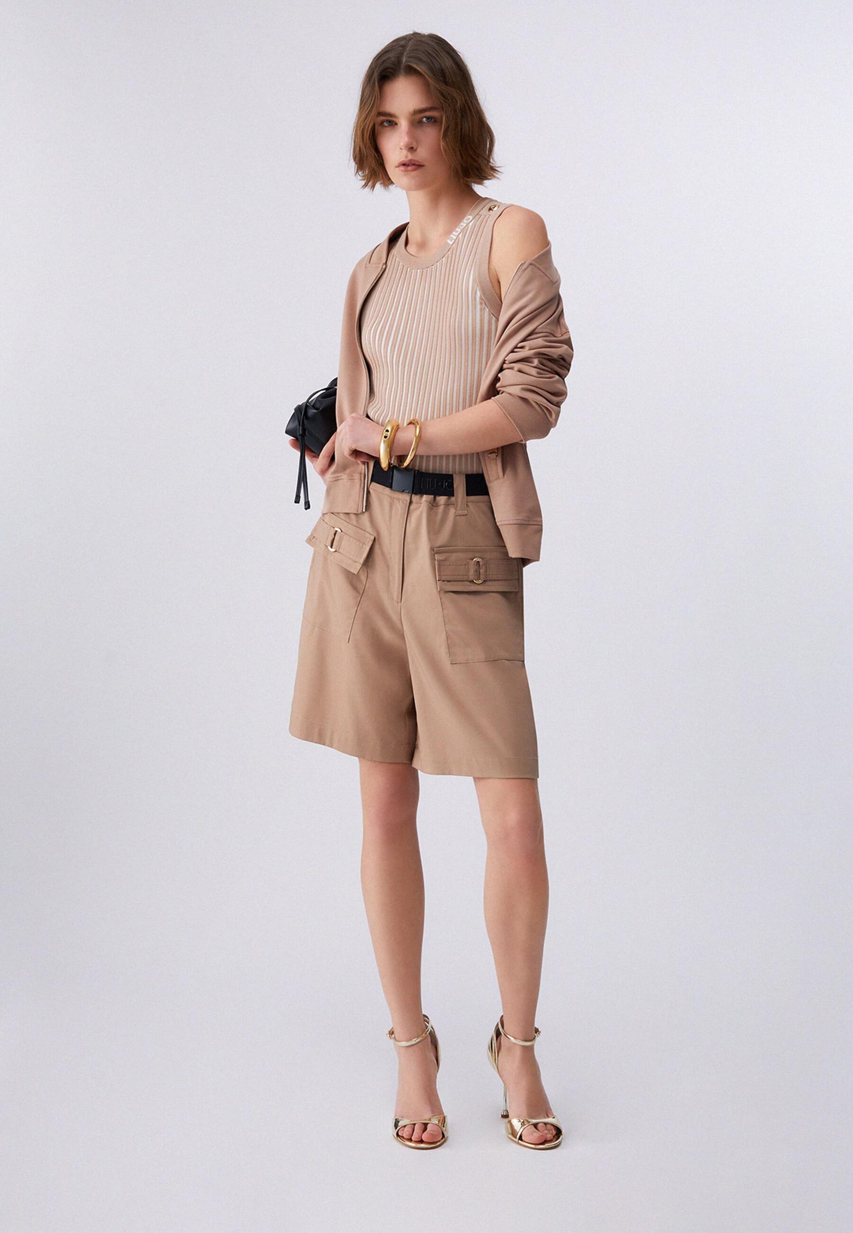 Liu Jo Top s naramenicama bež / vuneno bijela