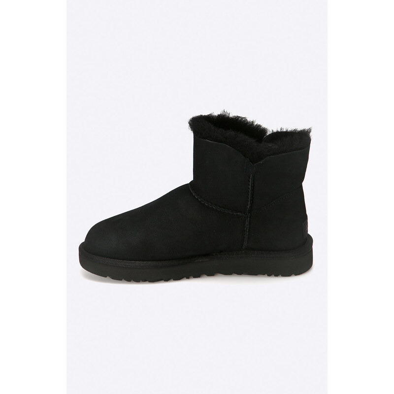 Cipele za snijeg od brušene kože UGG Mini Bailey Button II za žene, boja: crna, 1016422.BLK