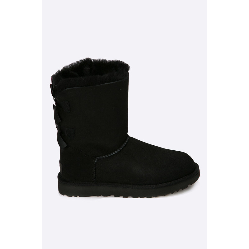 Cipele UGG Bailey Bow II za žene, boja: crna, ravna potpetica, s toplom podstavom, 1016225.BLK