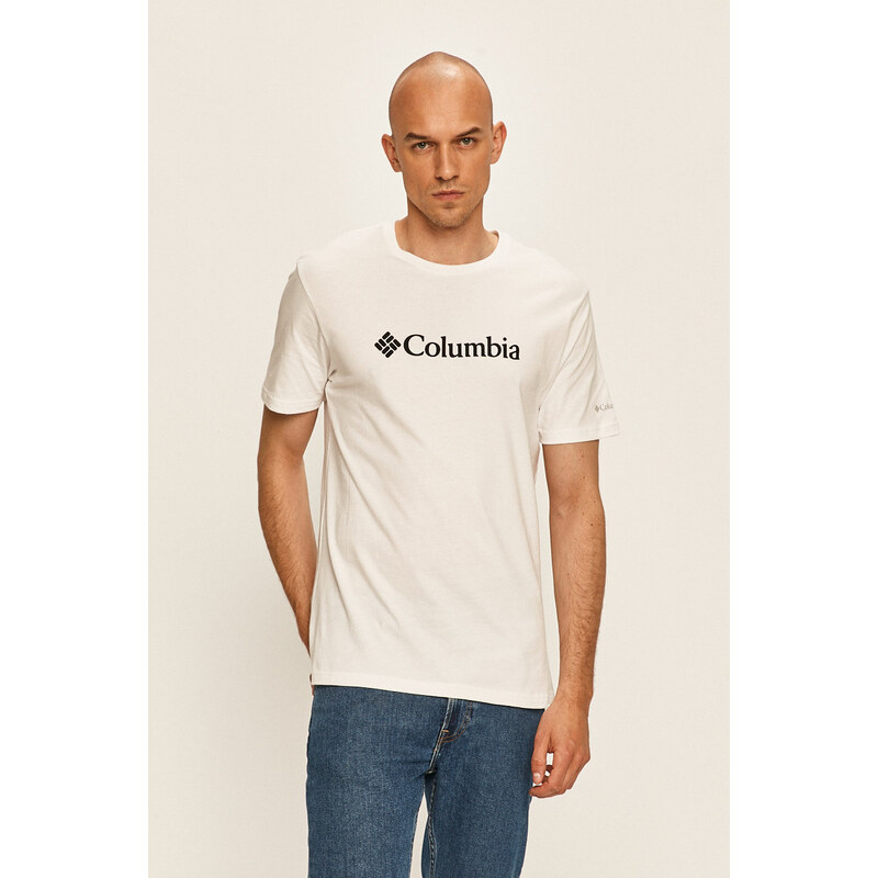 Majica kratkih rukava Columbia za muškarce, boja: bijela, s tiskom, 1680053-014