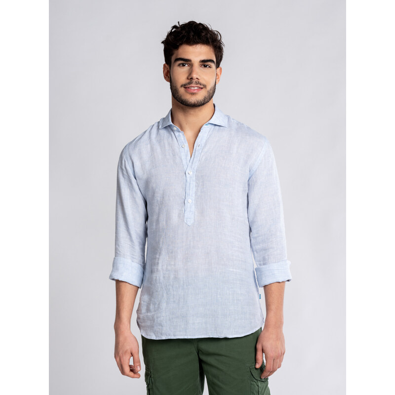 Panareha Men's Linen Popover Shirt MAMANUCA light blue